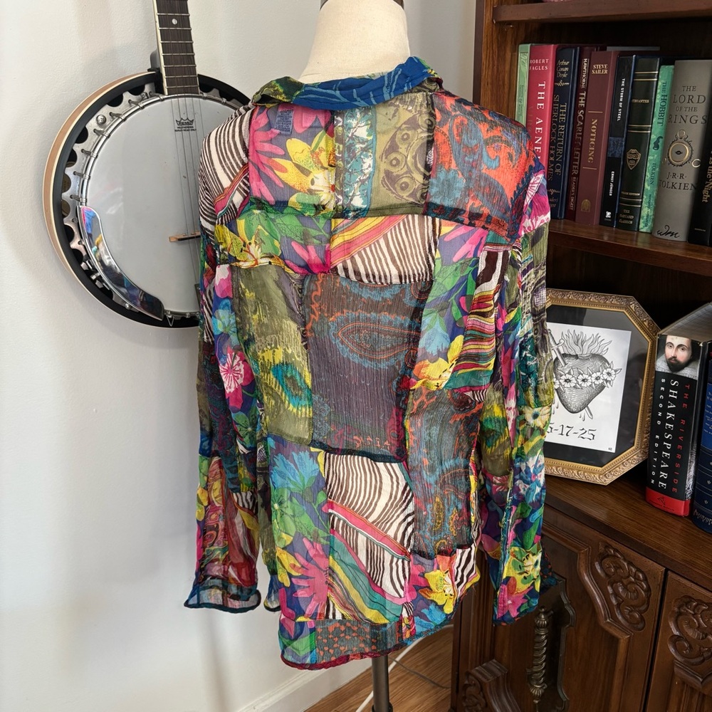 Y2K Chicos Silk Unique Abstract Patchwork Boho Ch… - image 4